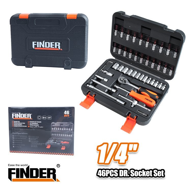 طقم بوكس  1/4"  8  46 قطعة FINDER