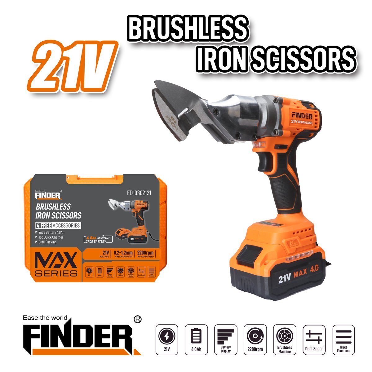 مقص صاج شحن FINDER 21V 4.0A