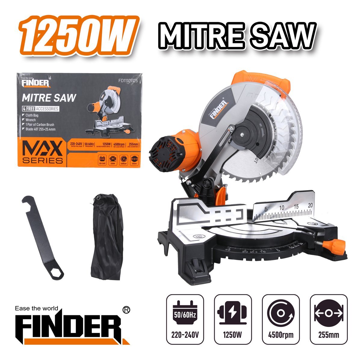 منشار ديل خشب 255 ملم FINDER 1250W