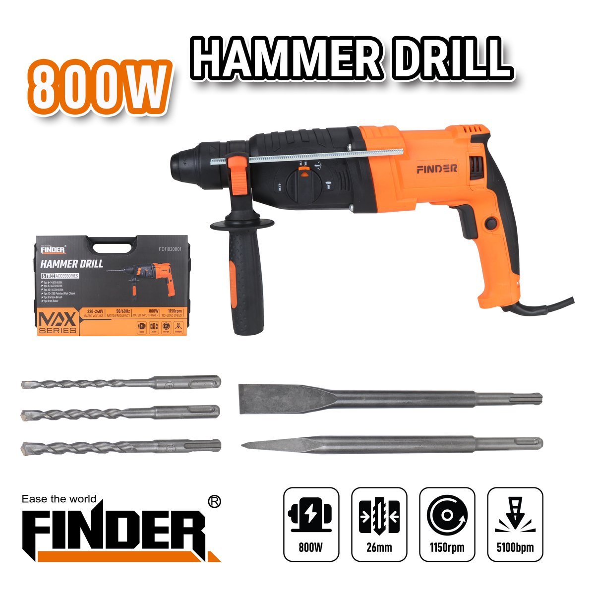 درل همر 26 ملم FINDER 800W