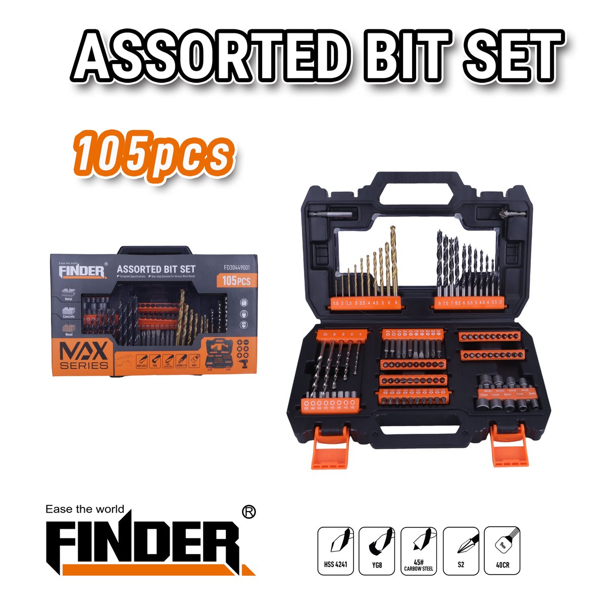 طقم لقمة مفك 105 قطعة FINDER FD30449001