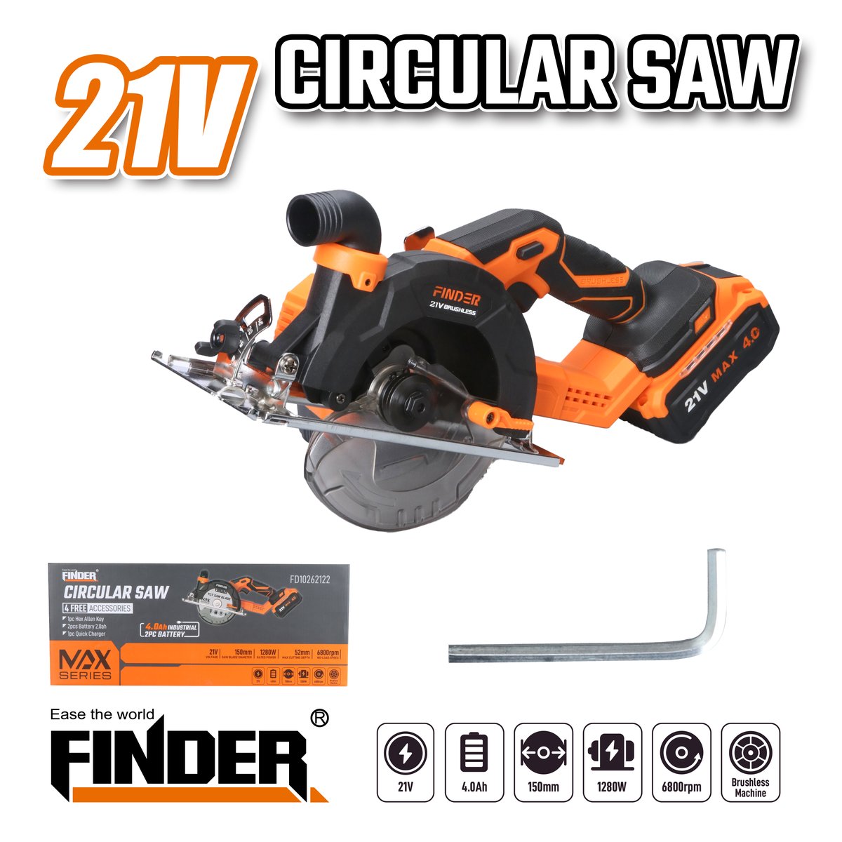 منشار صينية شحن 6" 4.0Ah 21V FINDER