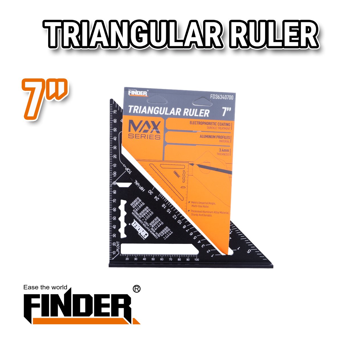 مسطرة قياس مثلث 7" 175 ملم FINDER