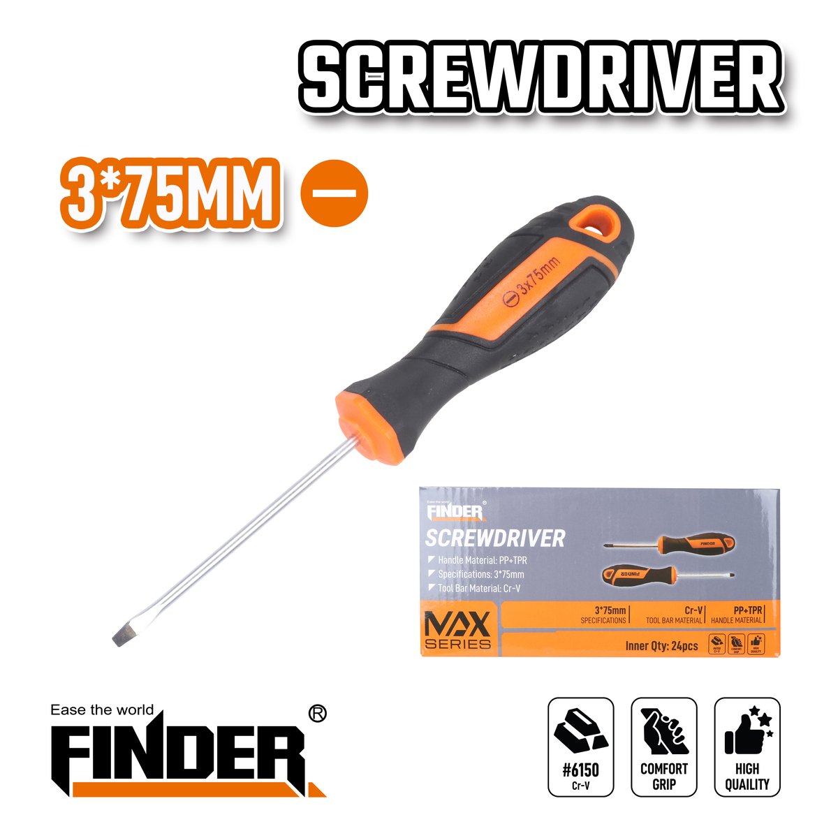مفك عادي 3*75  FINDER FD30613075