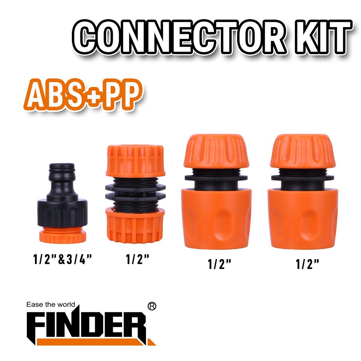 طقم وصلات بربيش بلاستيك 1/2" - 3/4" FINDER