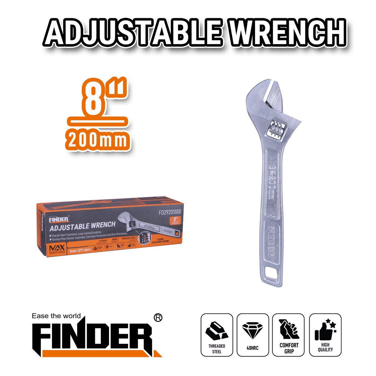 مفتاح جيدور  8" كروم   FINDER