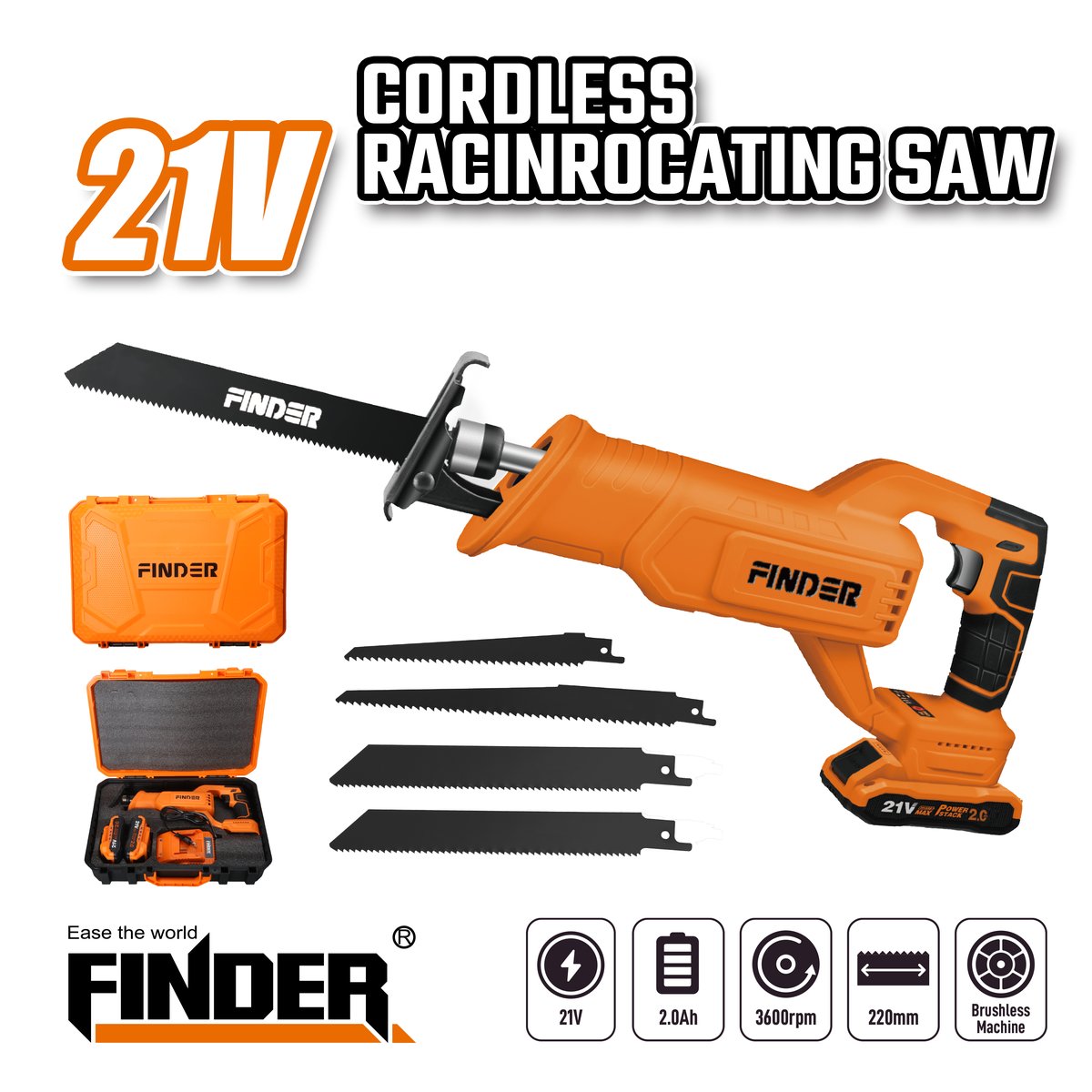 منشار ترددي شحن   21V 2.0Ah FINDER