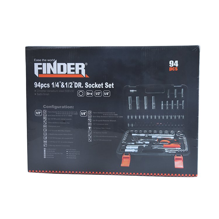 طقم بوكس 1/4" + 1/2" 94 قطعة FINDER 192543