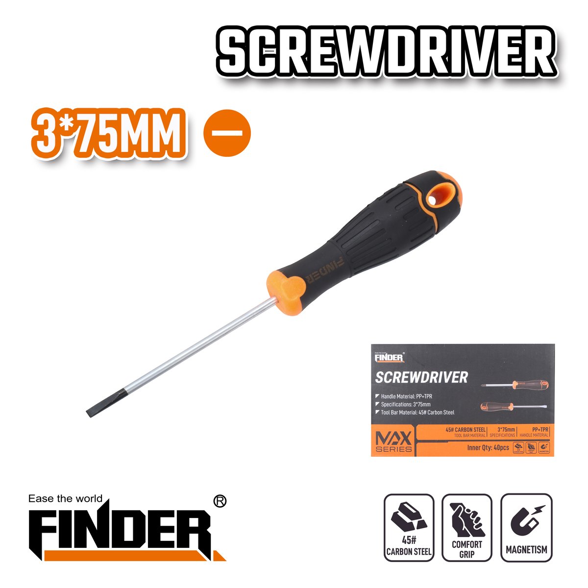 مفك عادي 3*75  FINDER FD30323075